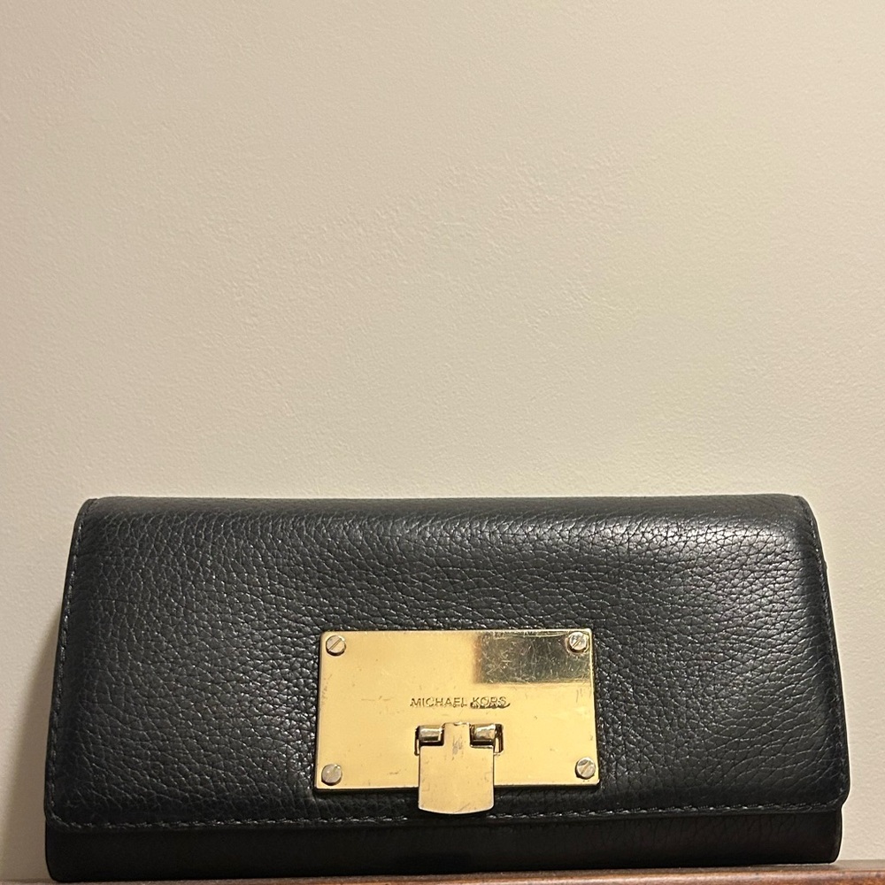 Michael Kors Black Wallet with Gold Accents